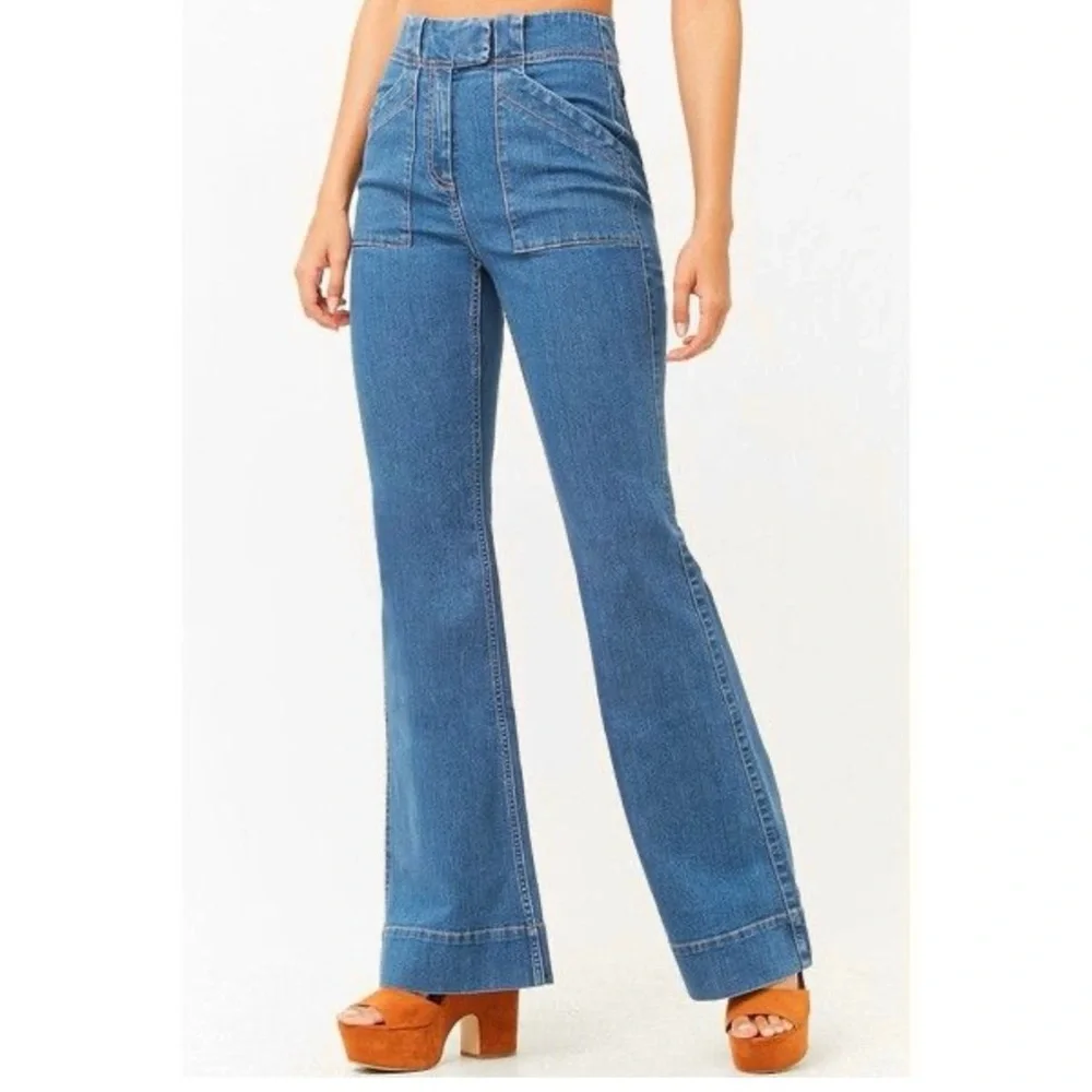 Forever 21 Blue Flare Jeans 70’s Bell-bottom High-Rise Denim Jeans